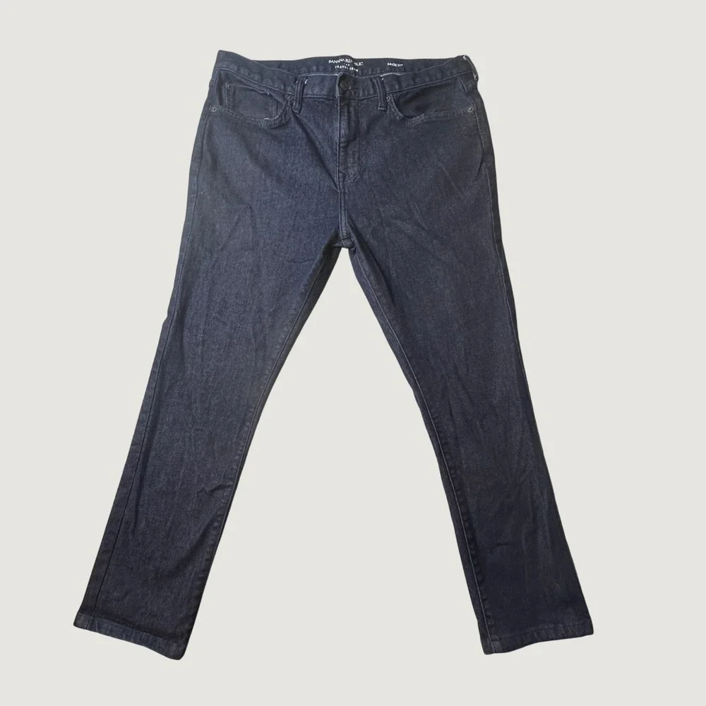 Banana Republic Jeans Mens 34x30 (35x25) Blue Travel Slim Fit Dark Rinse Stretch